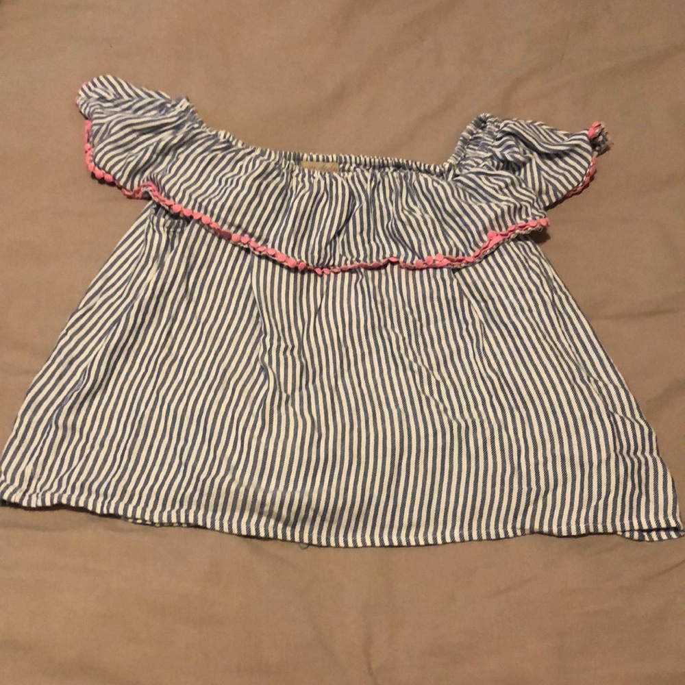 Wonderly striped off the shoulder top - L